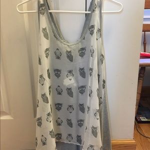 Anthropologie sheer owl top with gray backing!