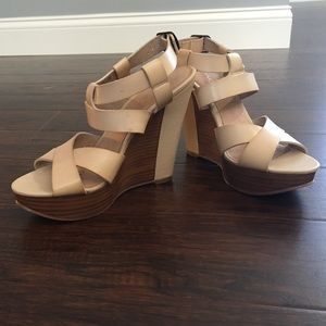 ALDO strappy cream wedges