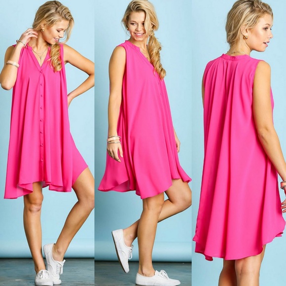 ‼️LAST ONE‼️Button Up Trapeze Dress-Midnight - Picture 3 of 3