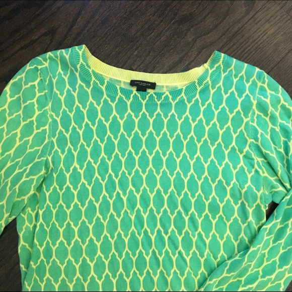 Ann Taylor Moroccan Print Green & Yellow Sweater - Picture 2 of 4