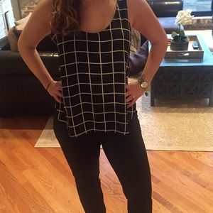 Ann Taylor Loft black and white tank top