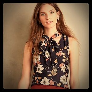 Maeve black floral blouse