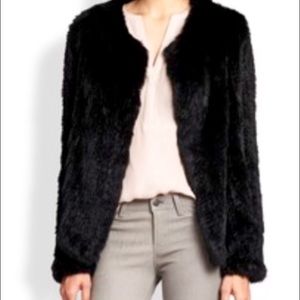 Joie never worn black rabbit fur coat