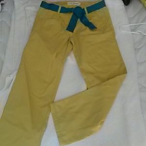 Girls Cute yellow pant with turquoise belt