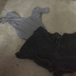 Forever21 Body Suit & Vitange DKNY shorts
