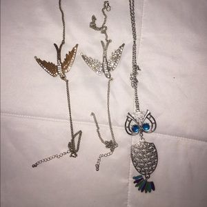 Sparrow and owl necklace