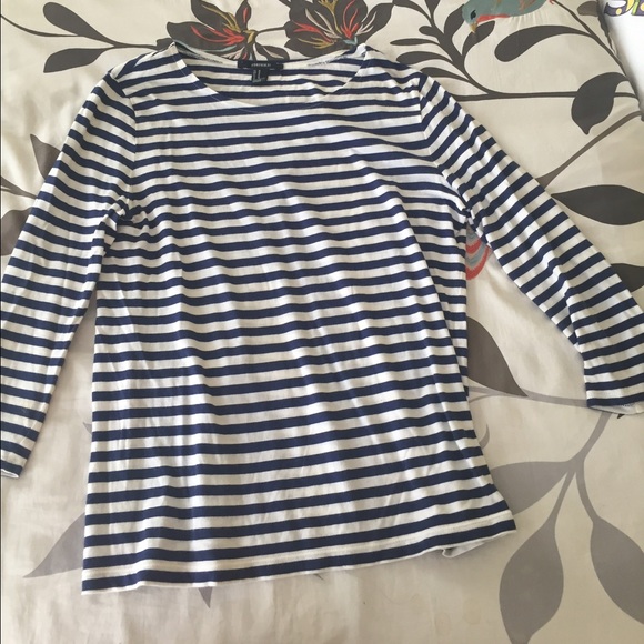 3/4 sleeve striped boatneck top