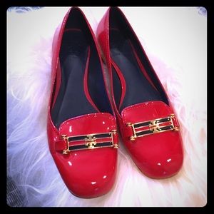 Tory Burch red patent leather loafers size 7.5