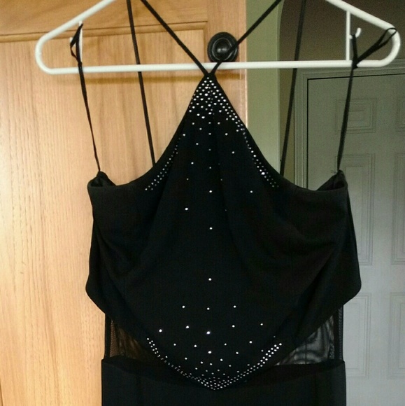 Black full length dress with "handkerchief" top