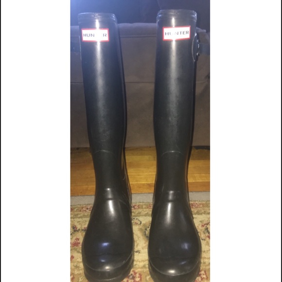 Hunter Matte Black Boots 8M 9F - Picture 1 of 4