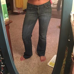 Seven for all mankind acid wash straight jeans.