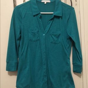 Emerald green 3/4 sleeve button down