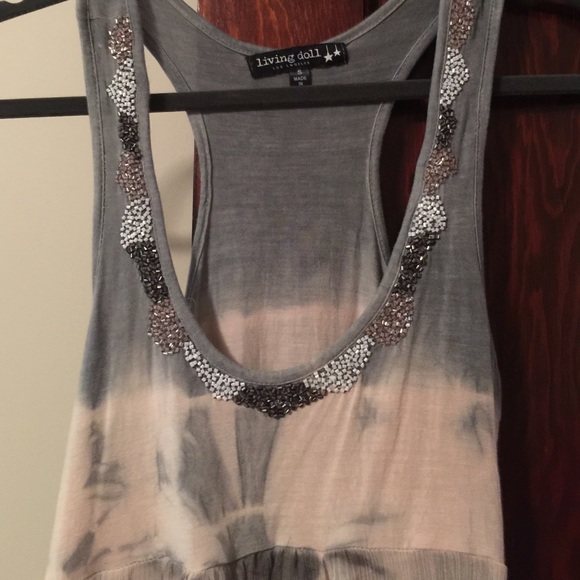 Living Doll Blush Beaded Tie Dye Tank