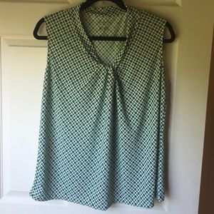 Talbots sleeveless top, white, green, blue, 1x