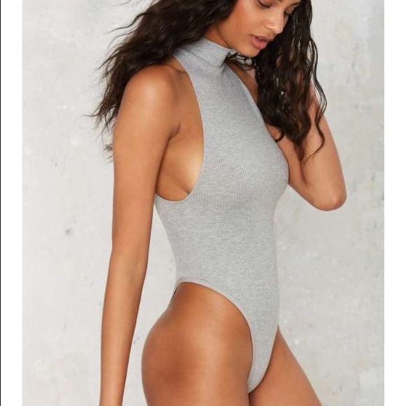 Gray Ribbed Bodysuit - Picture 2 of 4