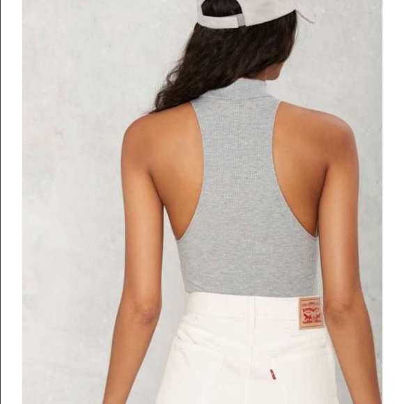 Gray Ribbed Bodysuit - Picture 3 of 4