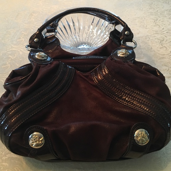 Brown suede and leather bag