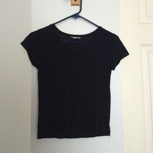 black tee with stripe detailing