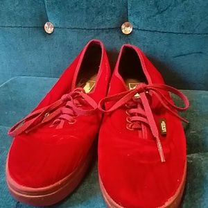 LIMITED EDITION crushed red velvet Vans!