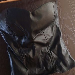 Sexy corset style faux leather top