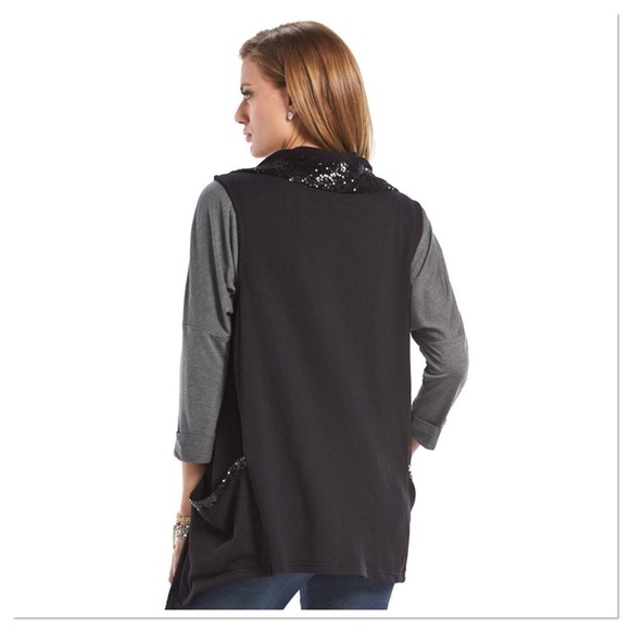 Juicy Couture Black Sequin Flyaway Vest NWT - Picture 2 of 2