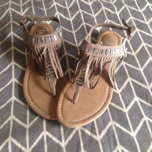 NWT Brown suede fringe sandals