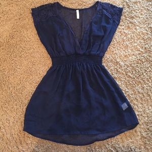 Sheer Navy Blue Babydoll Top