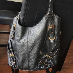 Michael Kors black leather handbag