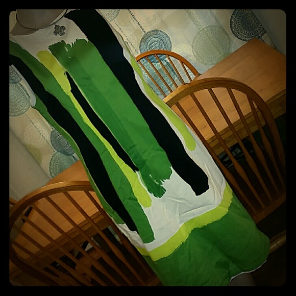 Chetta B Nordstrom green and white lined dress