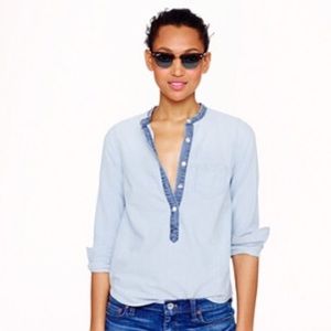 PRICE DROP!! J. Crew chambray collarless popover.
