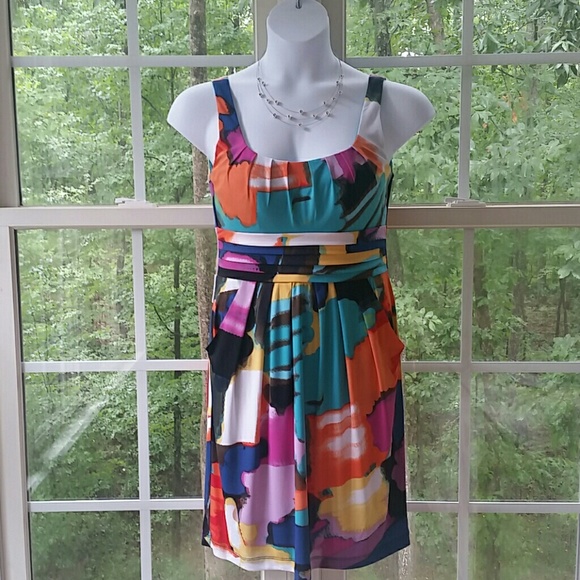 Bisou Bisou Dresses & Skirts - Bisou Bisou Abstract Art Multicolored Dress