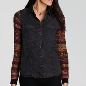 Free People Chambray sweater sleeve button down