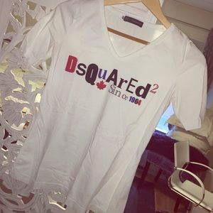 DSQUARED fitted t!White&multicolor letters, Medium