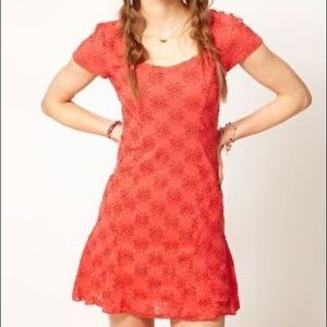 Free People Skater coral cap sleeve dress