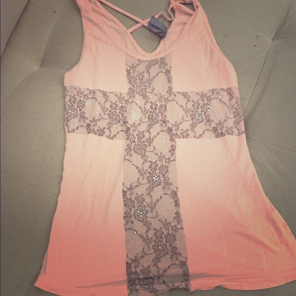 Pink and Gray Cross Tank.