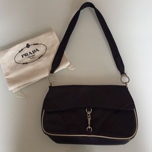 Prada Aubergine Vitello Drive Shoulder Bag