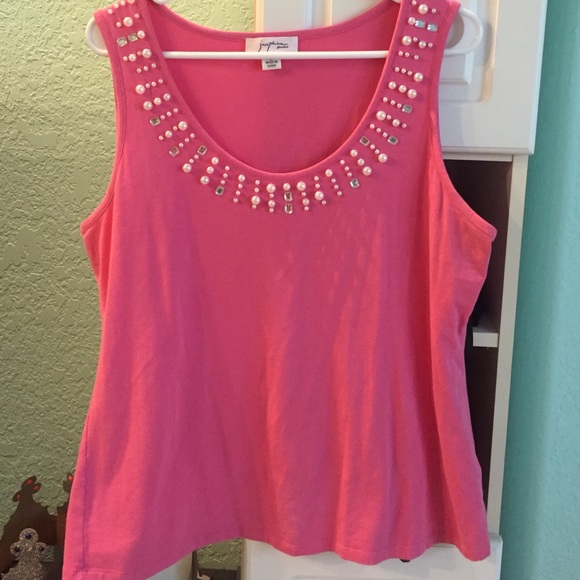 Pink beaded tank top - Picture 1 of 2