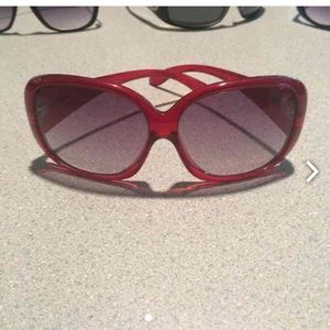 Red framed sunglasses