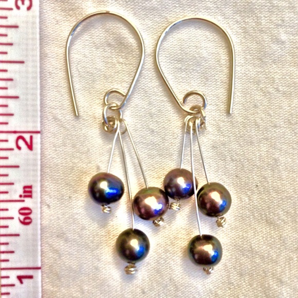 Pearl drop Sterling Silver & argentium earrings