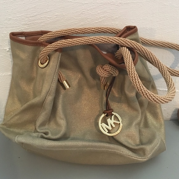 Michael Kors gold canvas purse