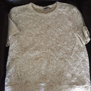 Patterned short sleeve off set white / gold shirt