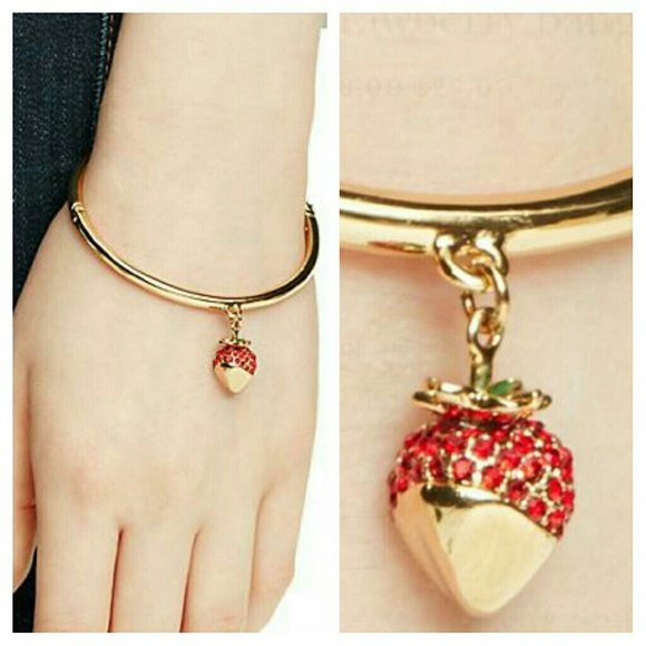 kate spade Jewelry - Kate Spade Gold Dipped Strawberry Bangle