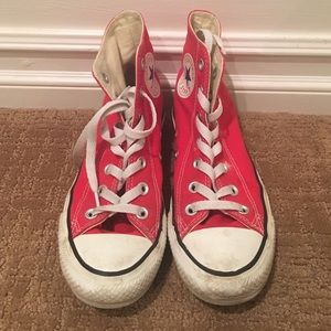 Red Converse High Tops Women's Size 7
