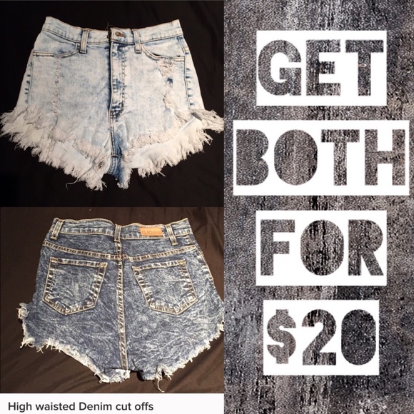High waist denim cut offs