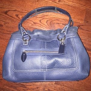 Coach blue leather shoulder bag