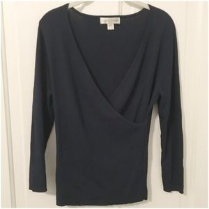 Navy Blue long sleeved wrap shirt