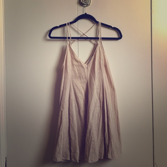 Strappy linen like shift dress