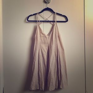 Strappy linen like shift dress