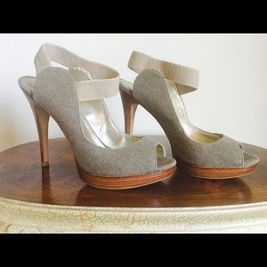 Pelle Khaki Tweed Heels