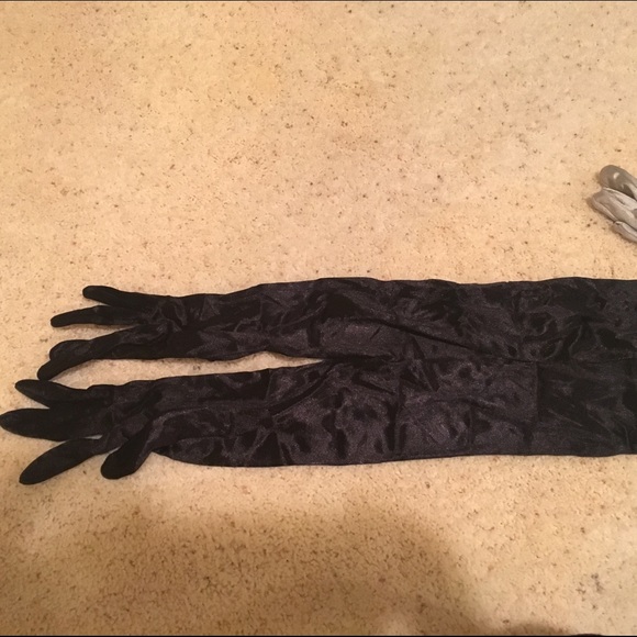 Black long formal dress gloves
